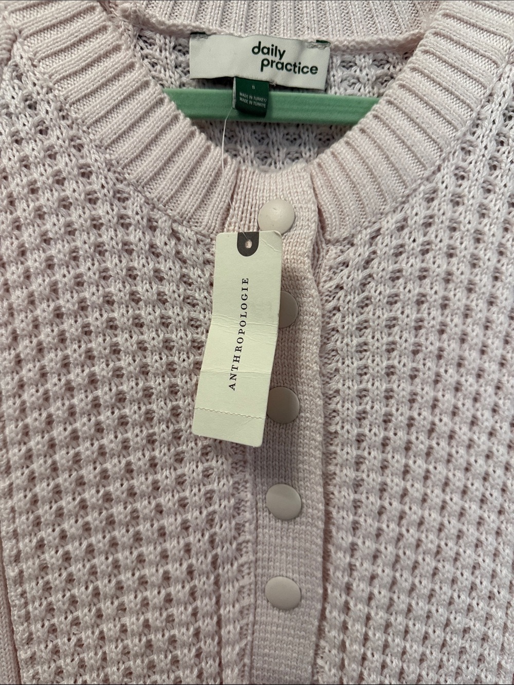 Anthropologie Light Blush Knit Henley Sweater Dress - Picture 4 of 5